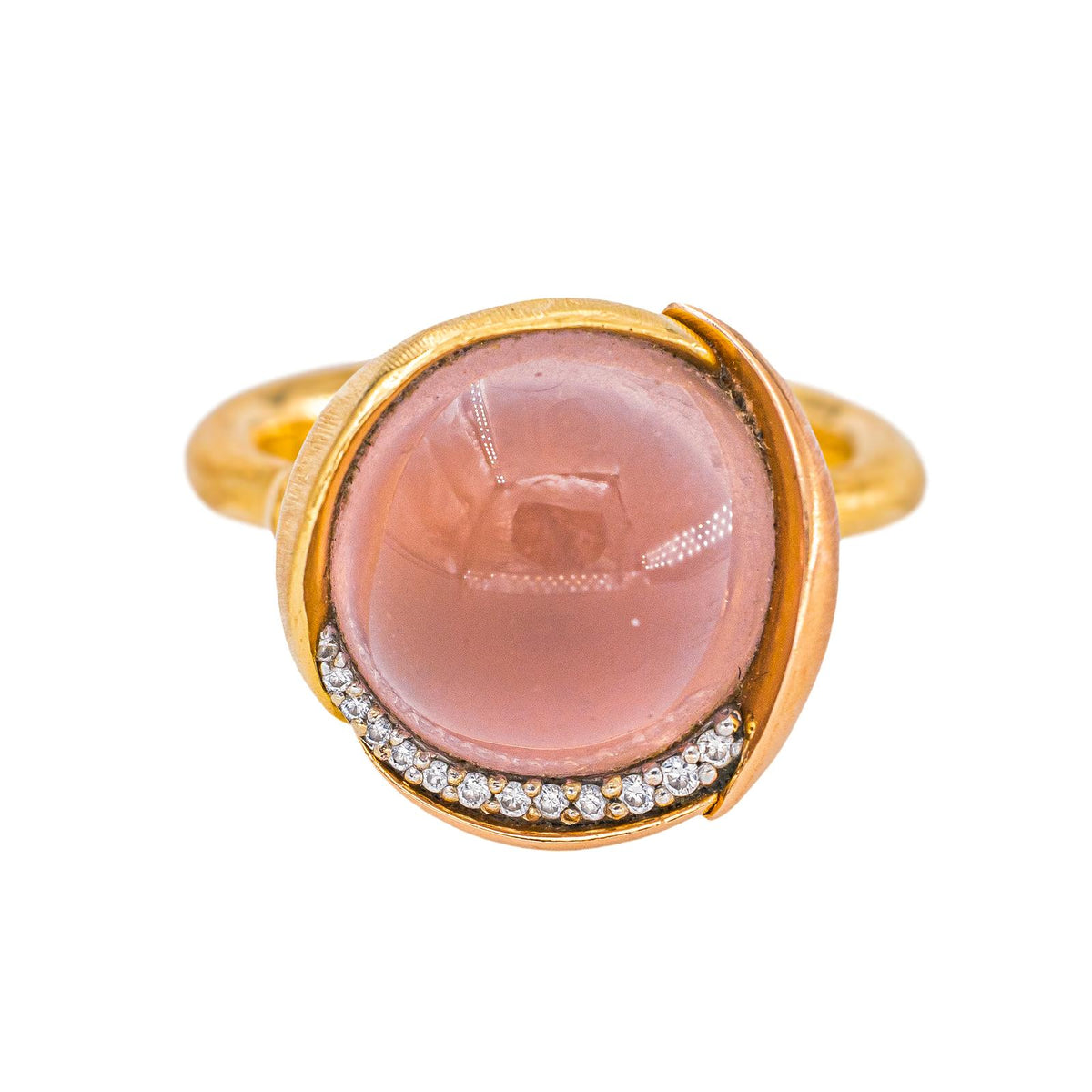 Ole Lynggaard Bague Lotus Or jaune Quartz rose
