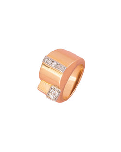 Bague tank en or jaune 18 carats et diamants