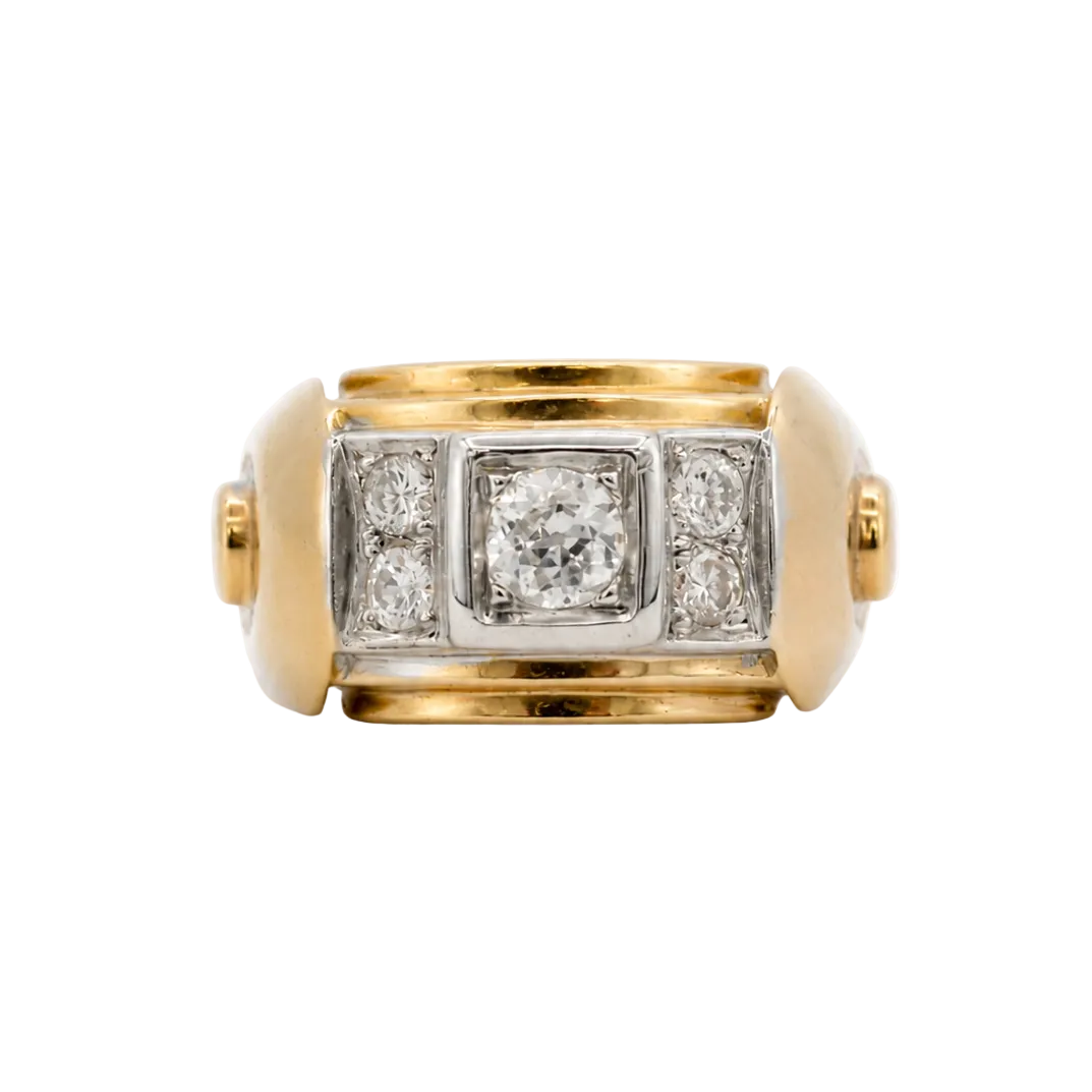 Bague Tank en or rose et diamants