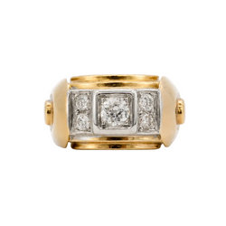 Bague Tank en or rose et diamants