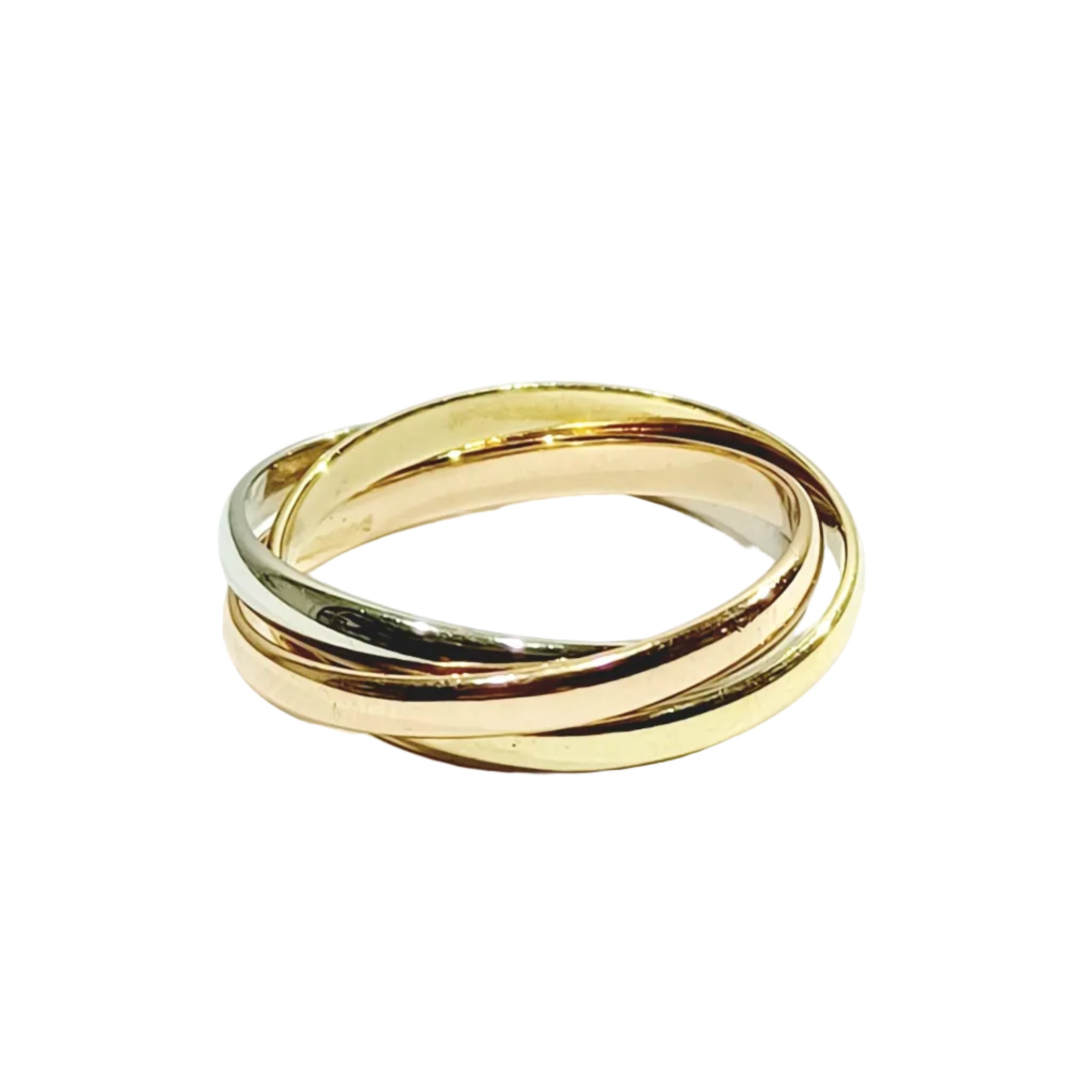Ring in yellow gold, rose gold, and white gold