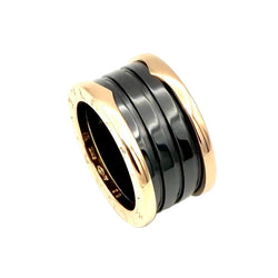 Bague Bandeau BULGARI "B.Zéro1" en or rose et céramique