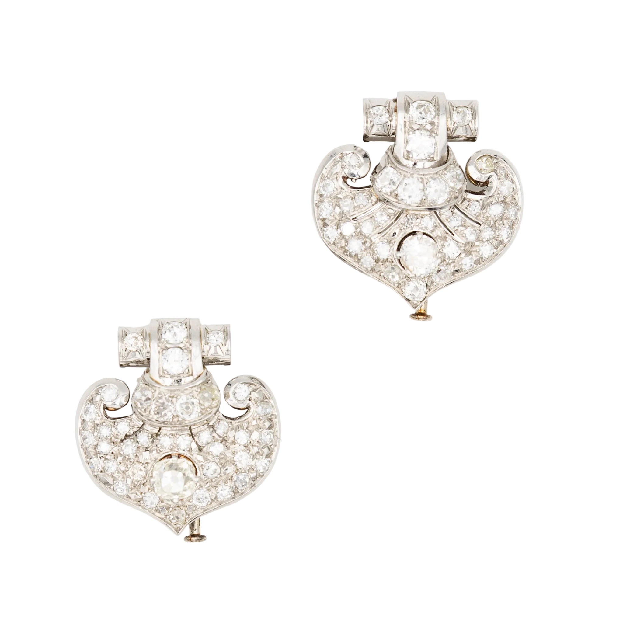 Broche Clip en or blanc et diamants