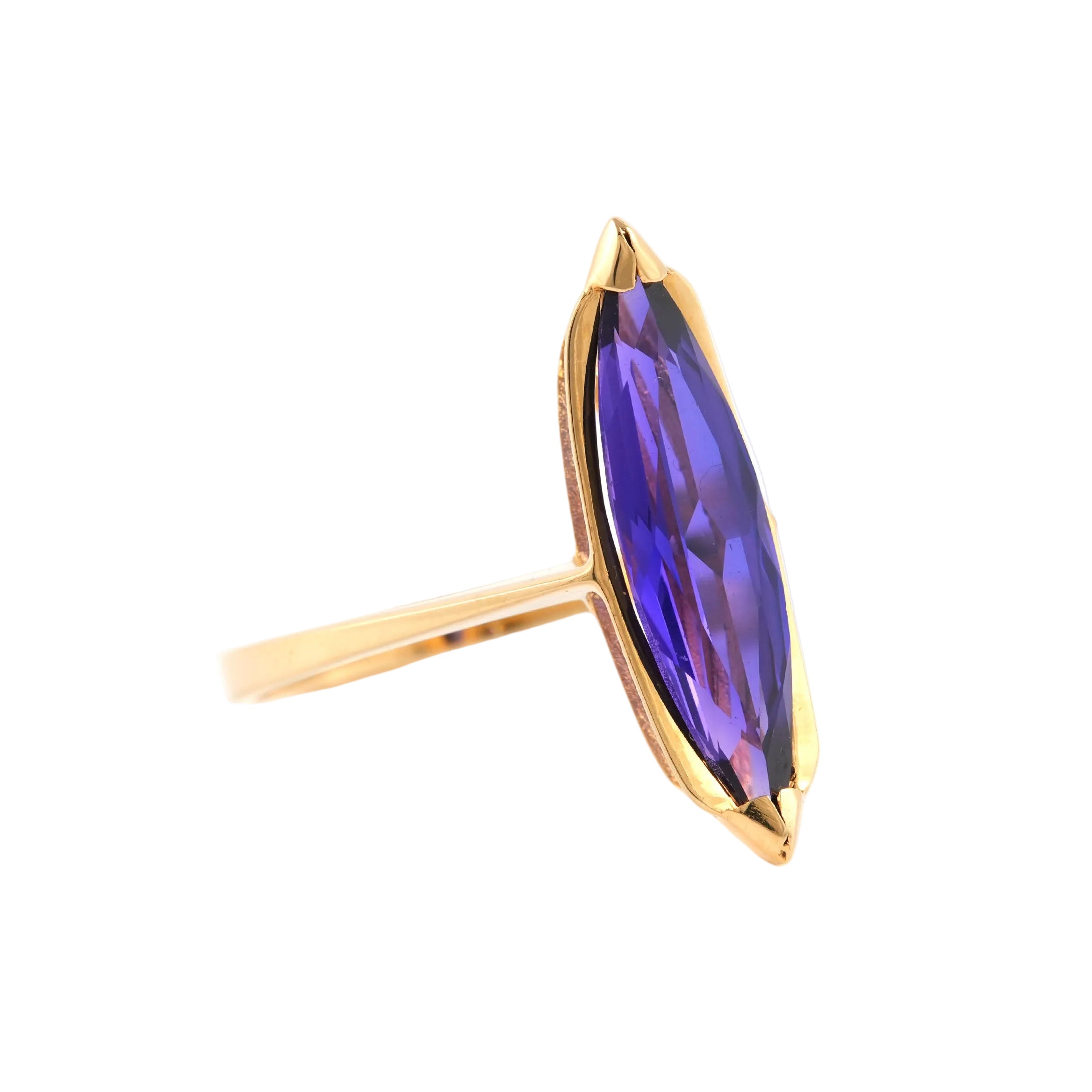 Bague Solitaire en or jaune et améthyste