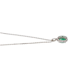 Collier Pendentif Or blanc Emeraude