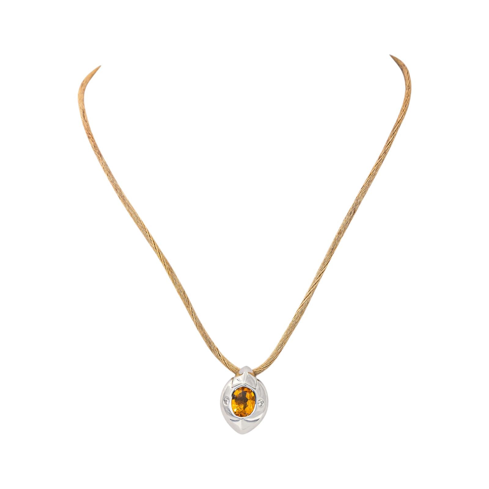 Piaget Collier Pendentif  Or blanc Citrine