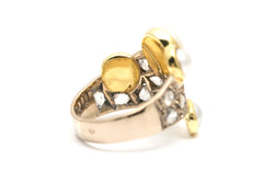 Bague Cocktail en or jaune, perles et diamants