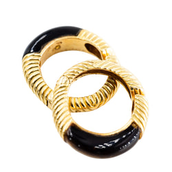 Boucles d'oreilles Créoles CHAUMET en or jaune et oeil de tigre