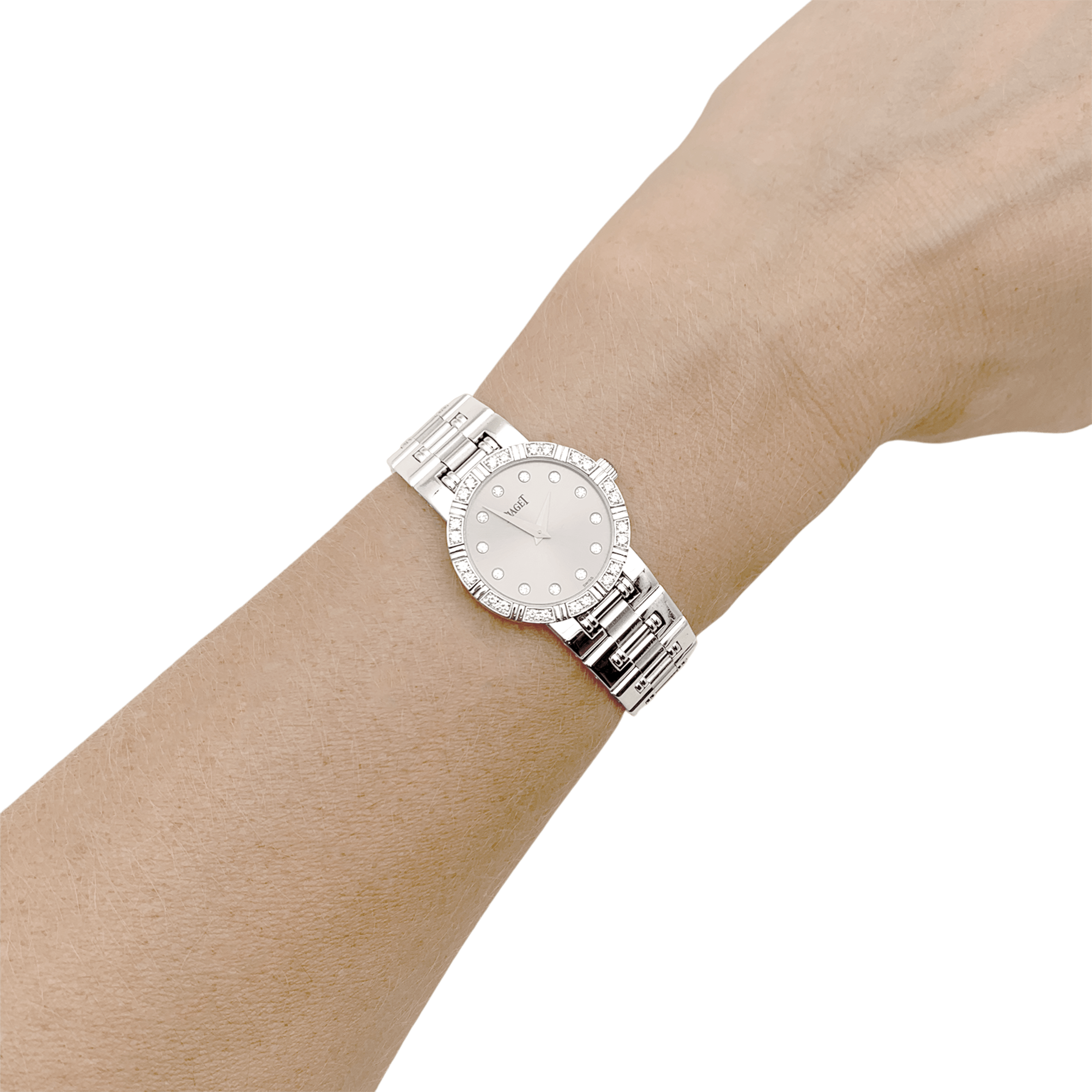 Montre Piaget, "Dancer", or blanc, diamants.