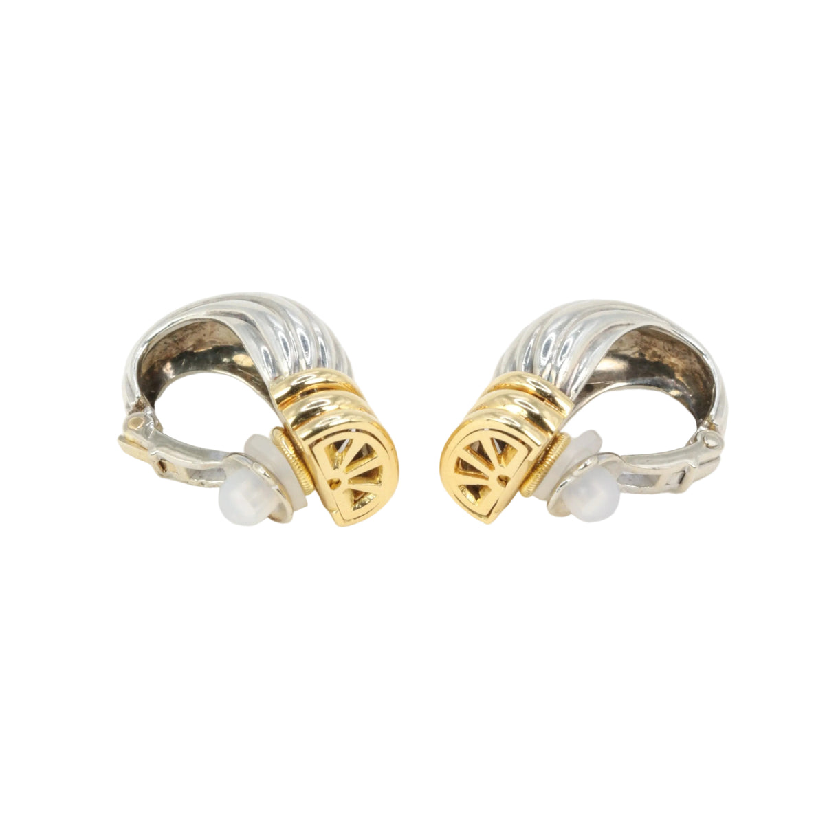 Boucles d'oreilles Clips O.J PERRIN en or jaune et argent
