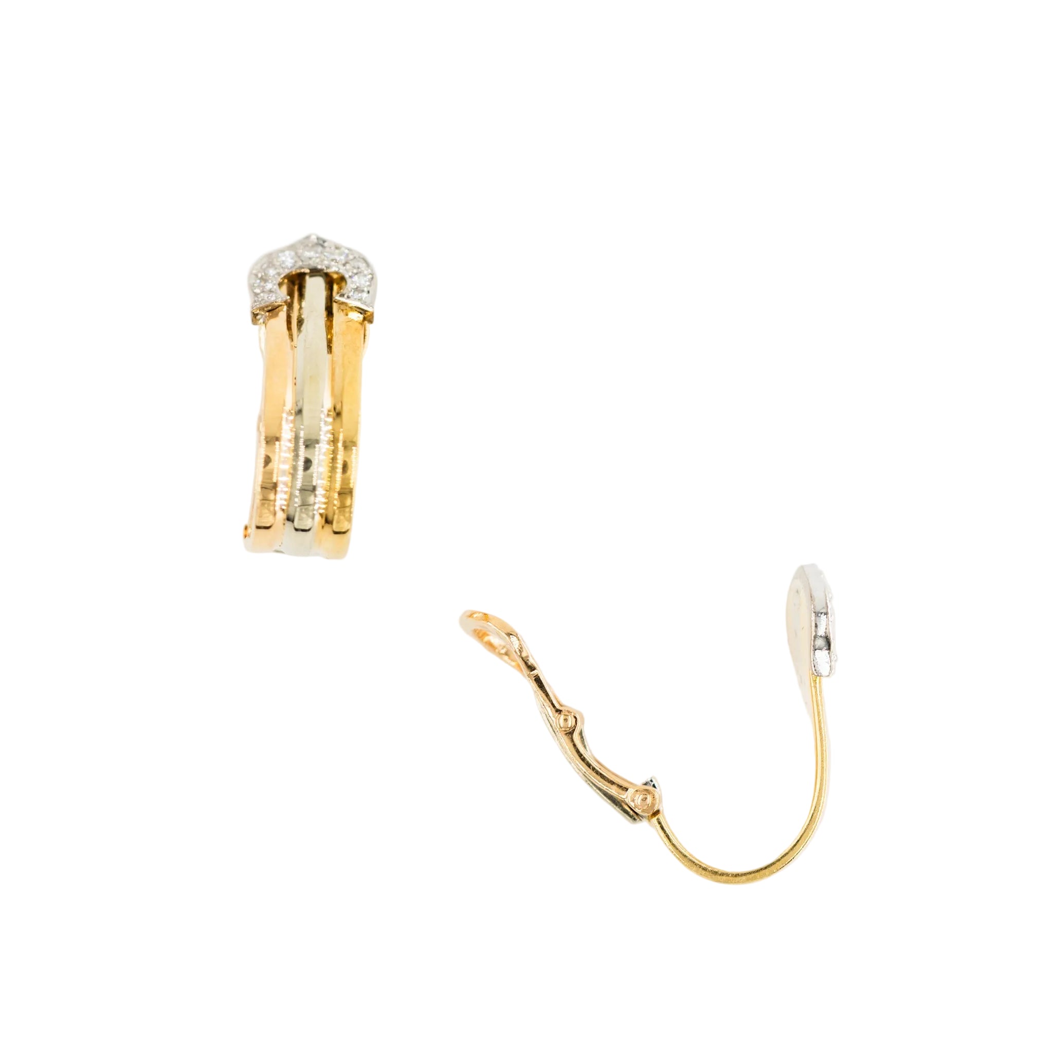 Boucles d'oreilles Clip CARTIER "C de Cartier" en or blanc, or jaune et or rose