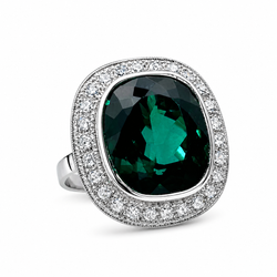 Bague Cocktail en or blanc, tourmaline et diamants