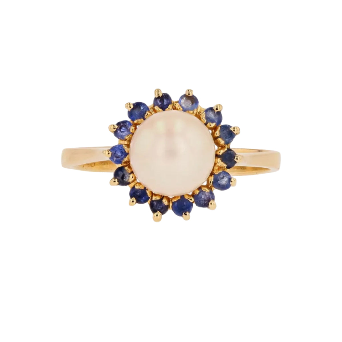 Bague Entourage en or jaune, perle et saphirs