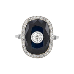 Bague Cocktail en platine, saphir et diamants