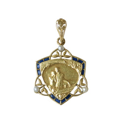 Médaille ÉMILE MONIER en or jaune, émail et perles