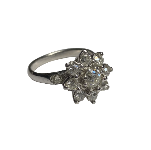 Bague Marguerite en platine et diamants