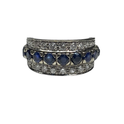 BAGUE AMOVIBLE OR 18K DIAMANTS RUBIS SAPHIRS (T.51)