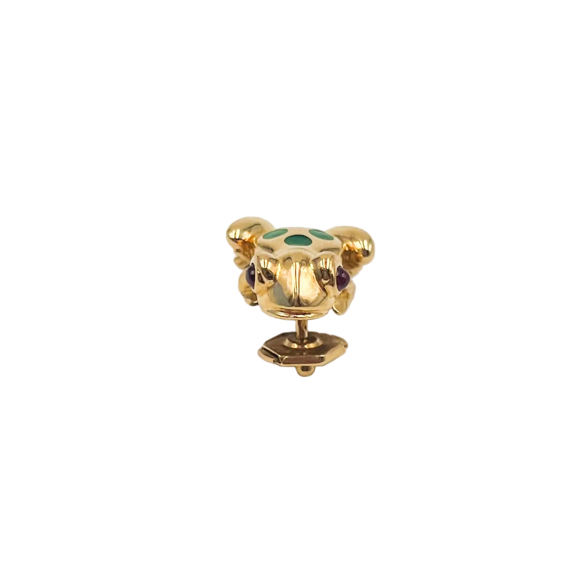 Broche Pin CARTIER "Grenouille" en or jaune, émail et rubis