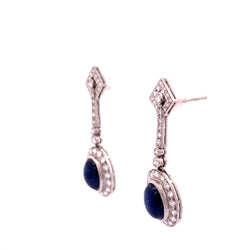 Boucles d'oreilles Pendantes en platine, saphirs et diamants