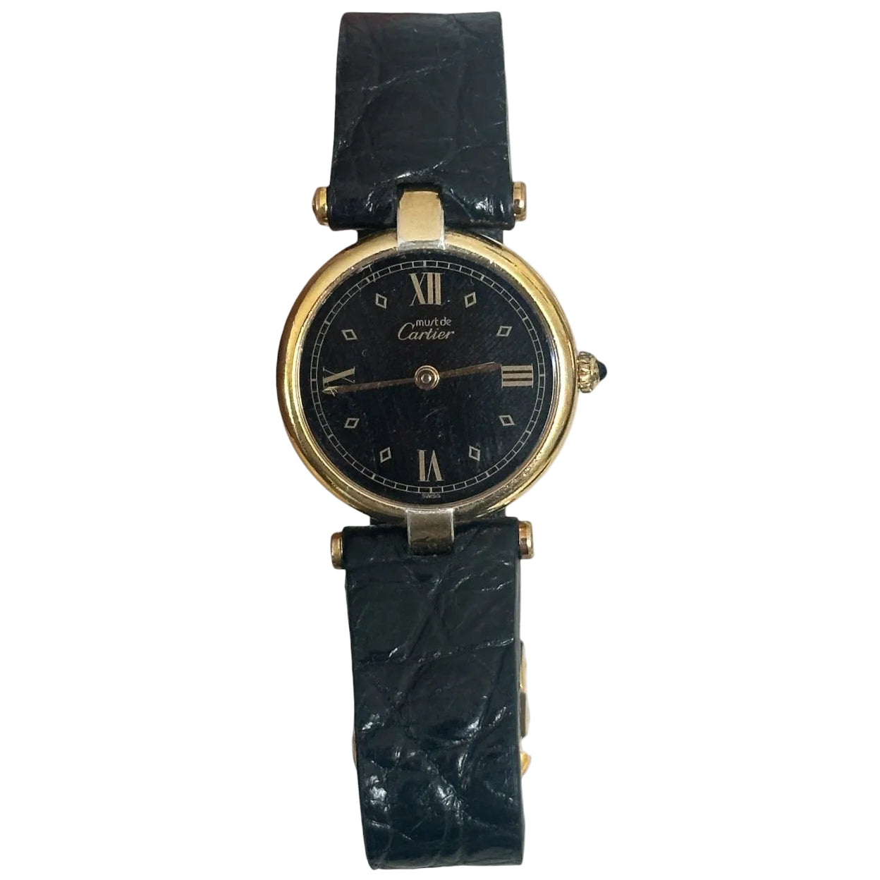 Montre CARTIER "Must Vendôme Louis Cartier" en vermeil et cuir