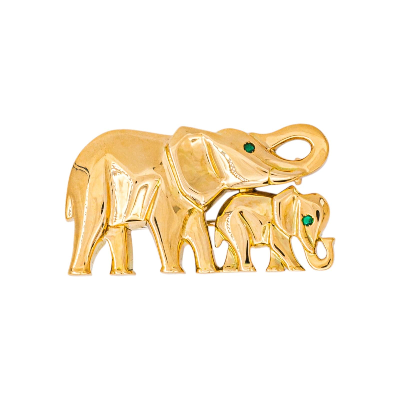 Cartier Broche Route des indes Or jaune Emeraude