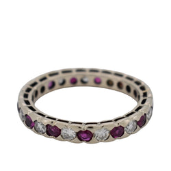 Bague Alliance en or blanc, rubis et diamants