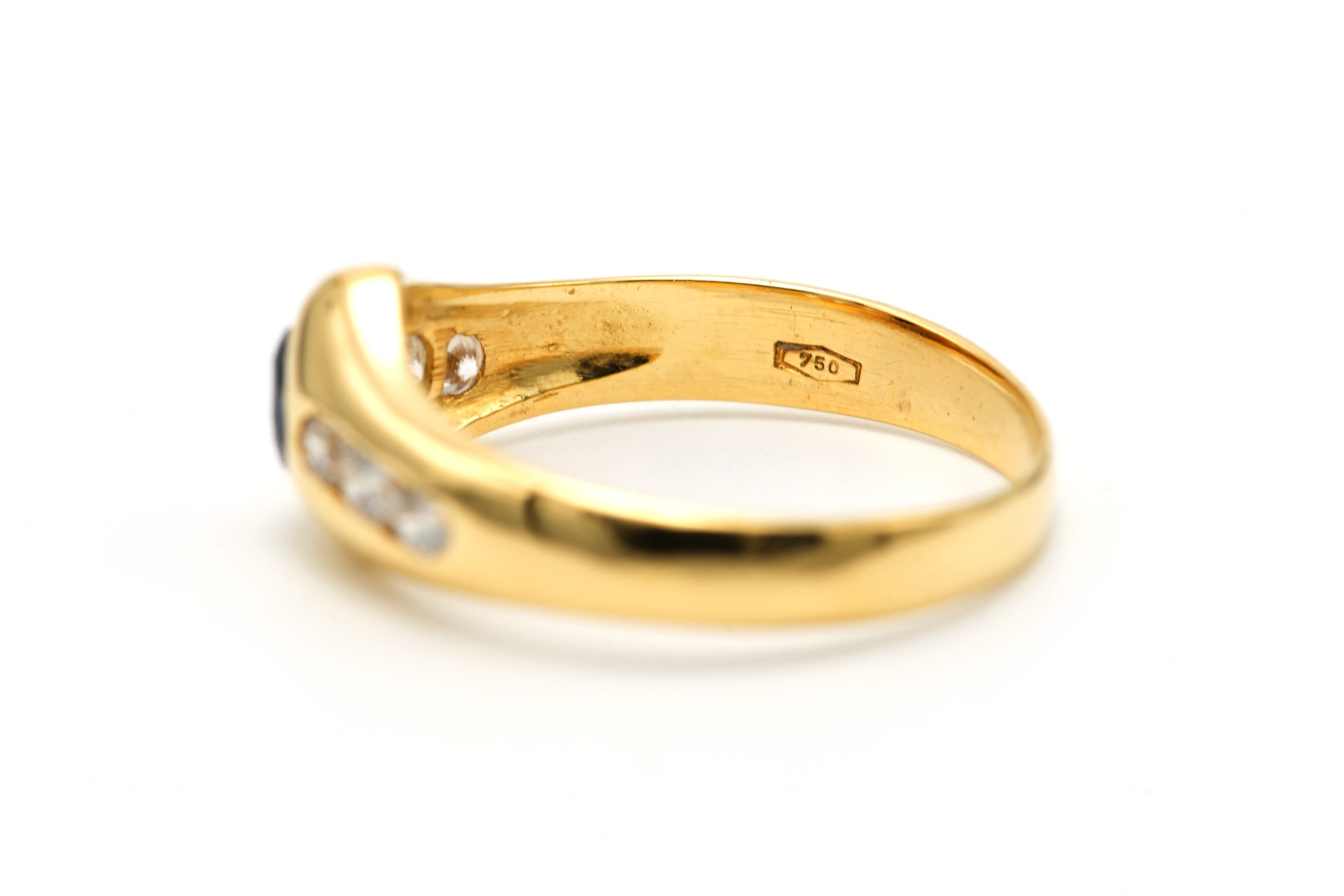 Bague Jonc en or jaune, saphir et diamants