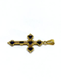 Croix en or et améthyste