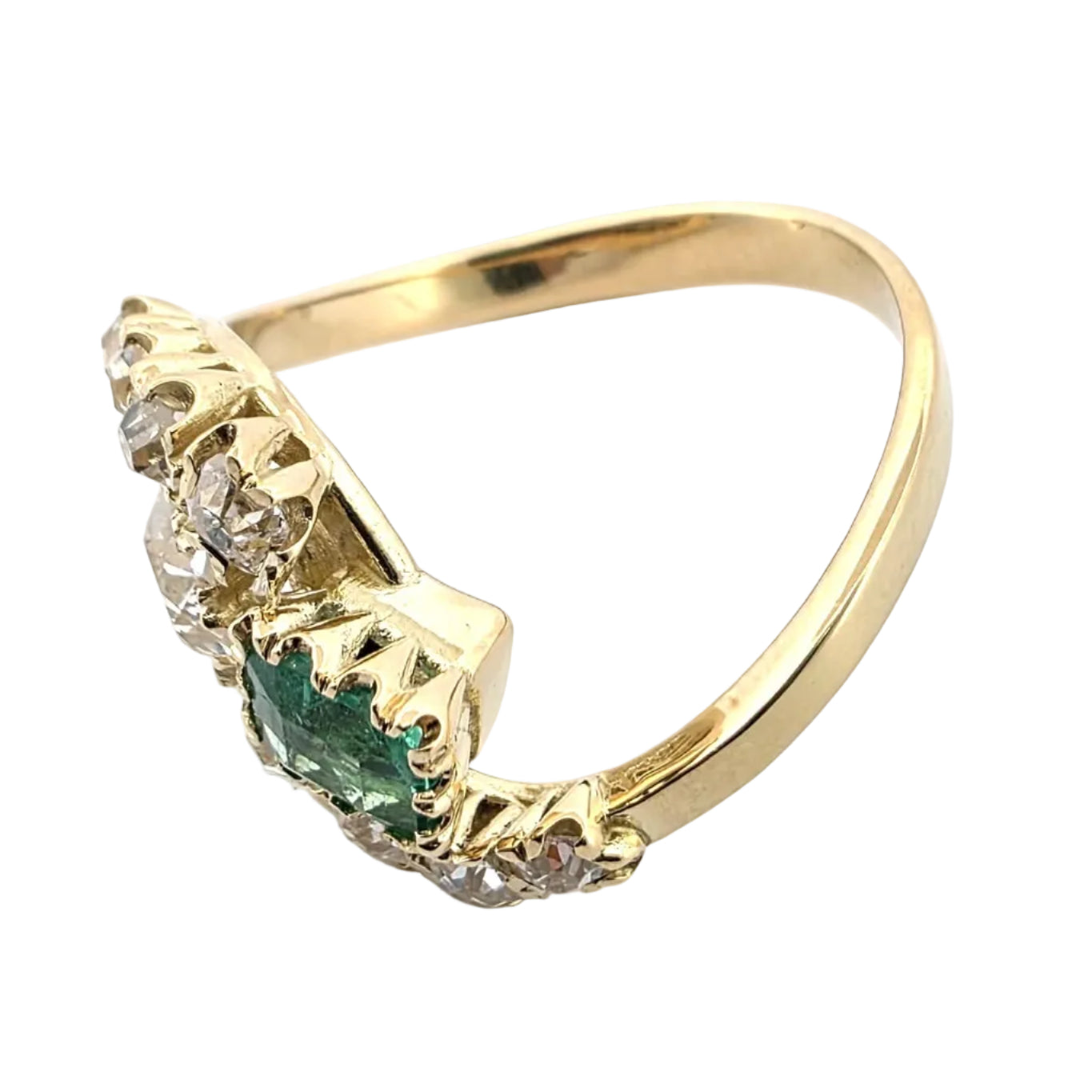 Bague Toi & Moi en or jaune, émeraude et diamants