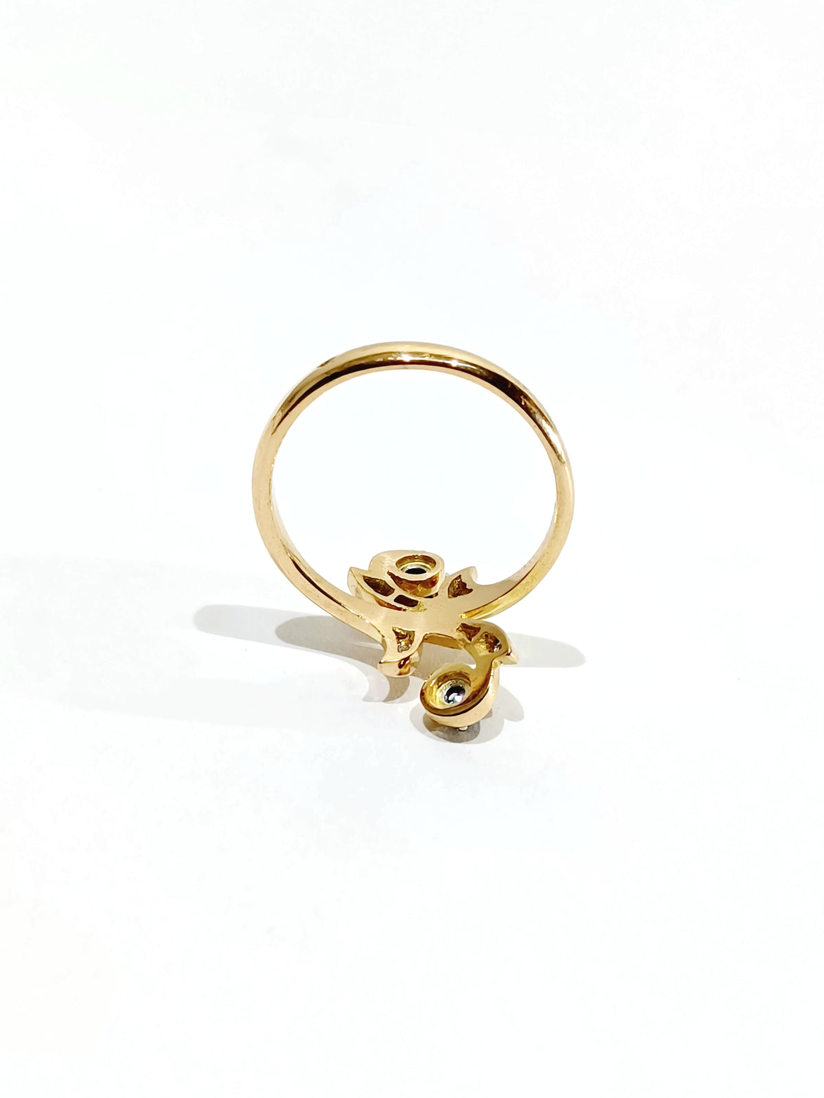 Bague Toi et Moi en or jaune, saphir, et diamants