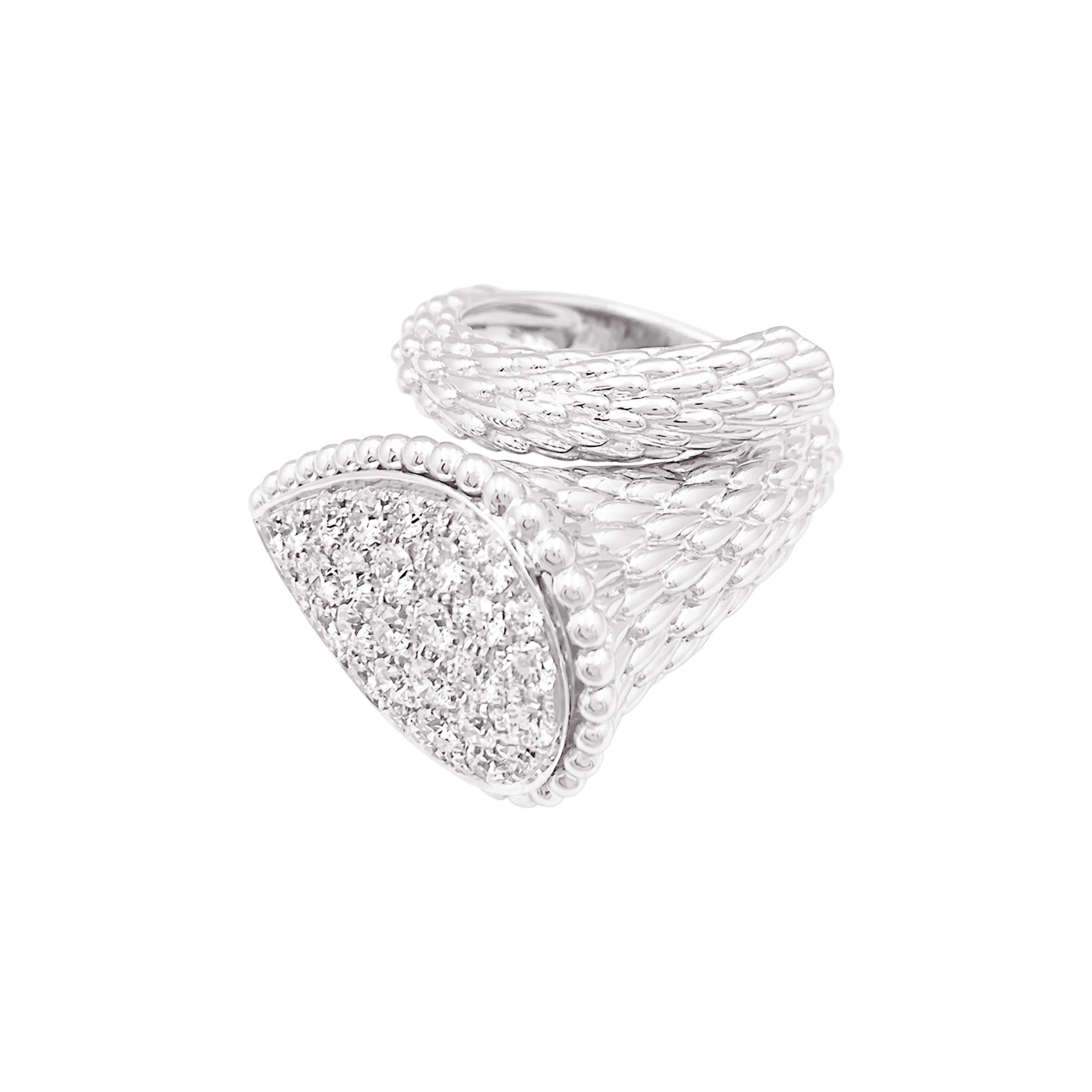 Bague BOUCHERON "Serpent Bohème motif L", or blanc, diamants.