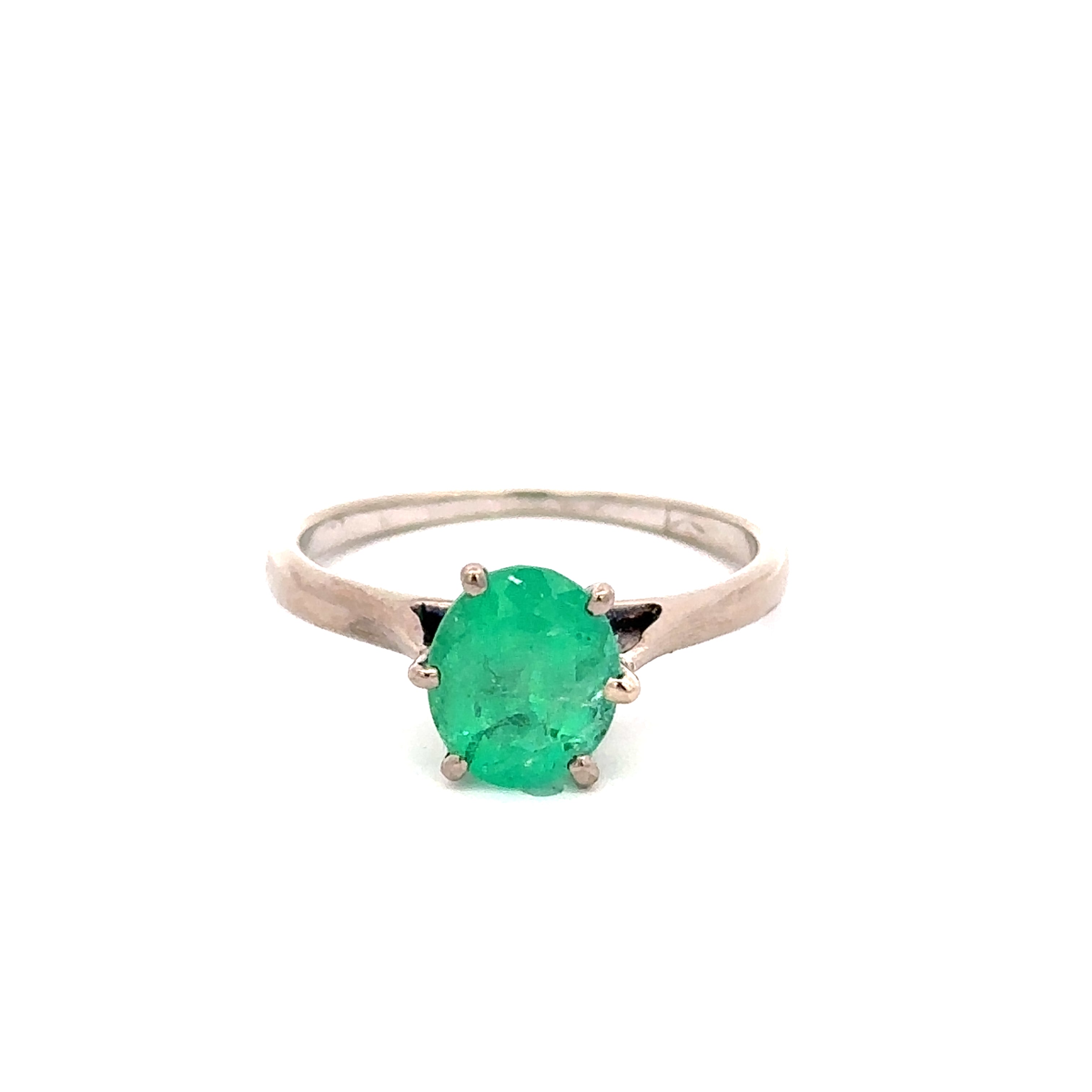 Bague Solitaire en or blanc et émeraude