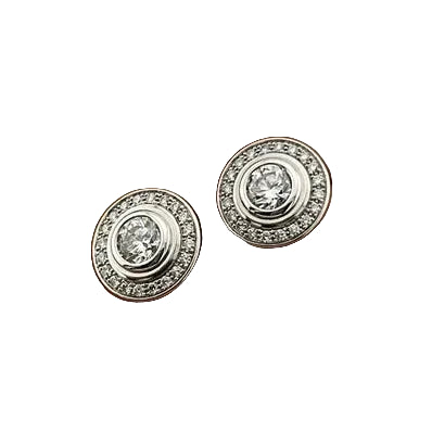 Boucles d'oreilles Puces CARTIER en or blanc et diamants