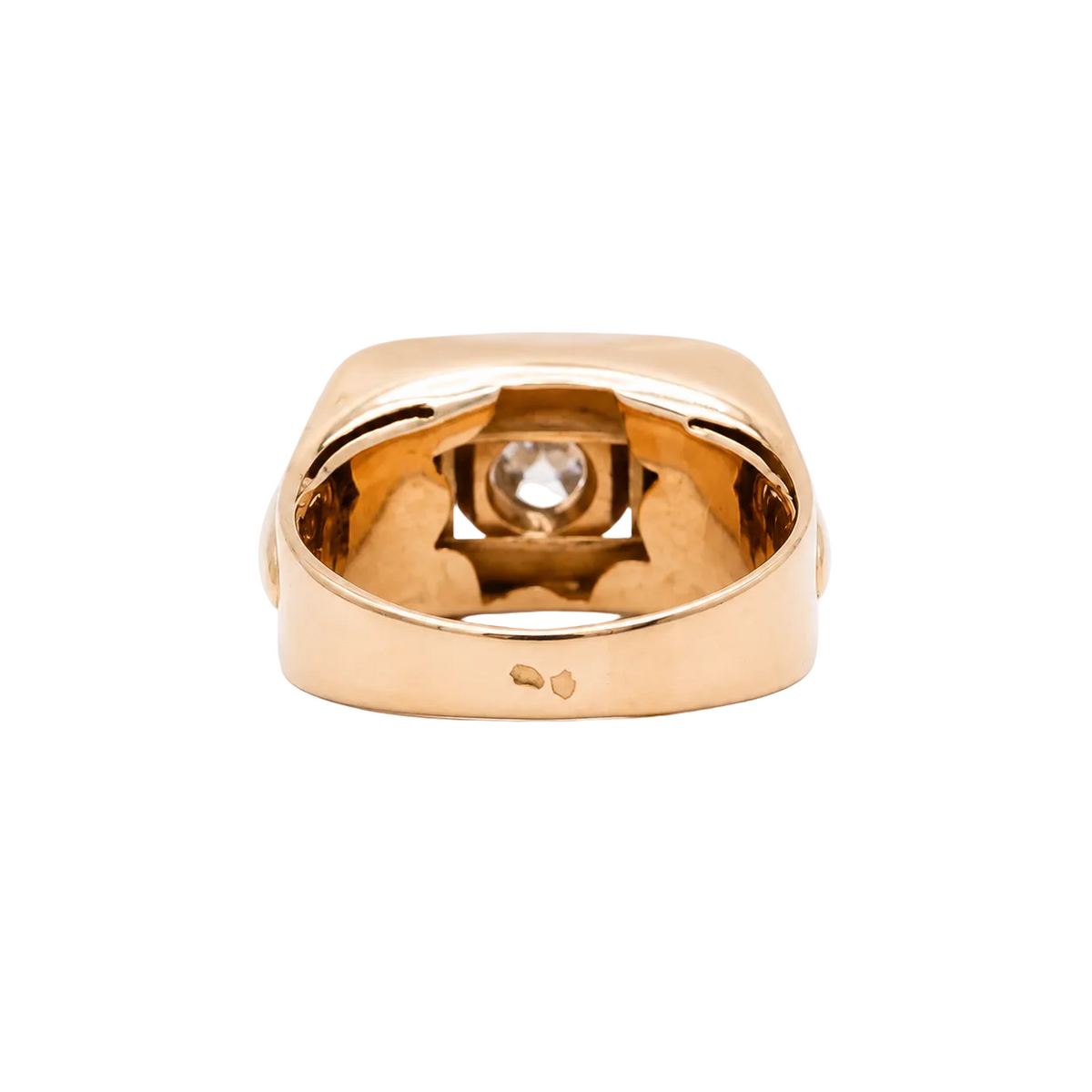 Bague Tank en or rose, platine et diamant