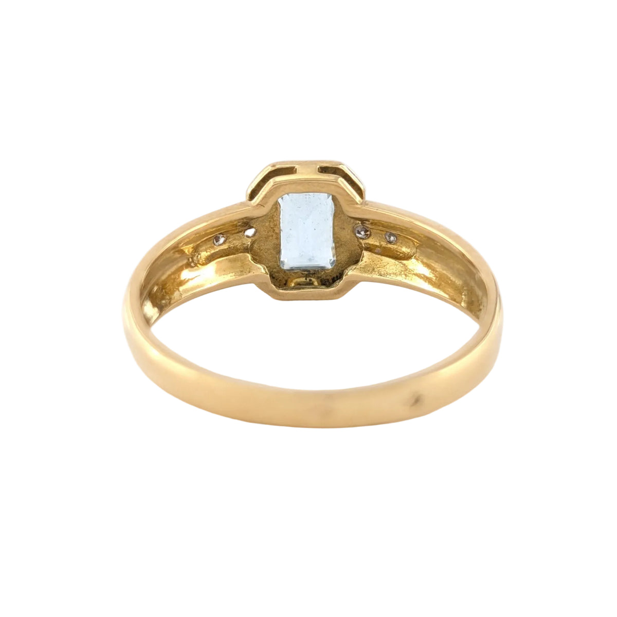Bague en or jaune, aigue-marine et diamants
