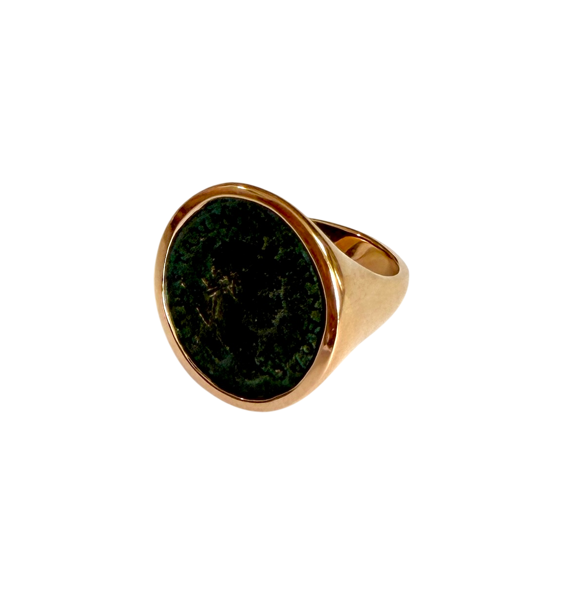 Bague Chevalière BULGARI "Monete" en or rose et bronze