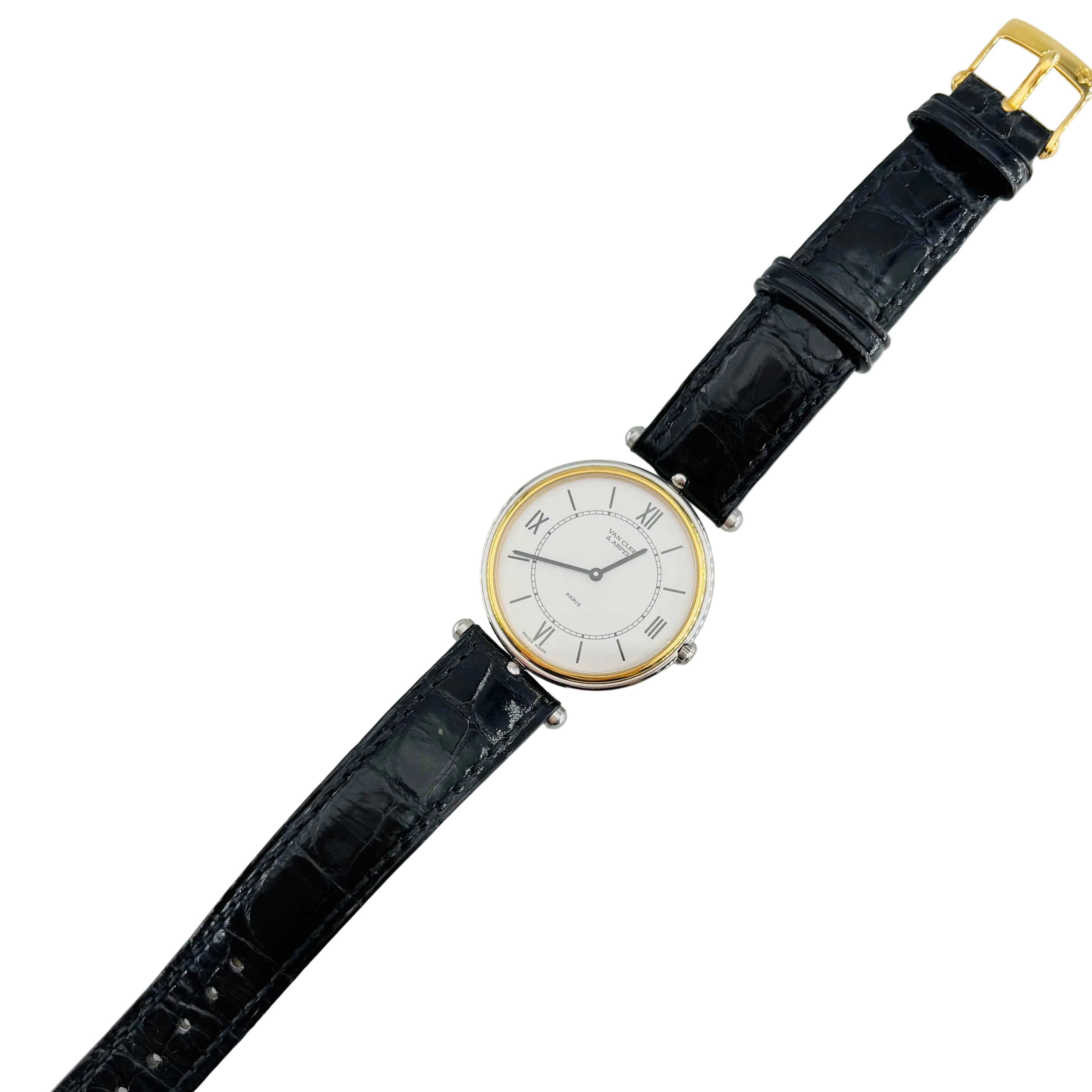 Montre VAN CLEEF & ARPELS "La Collection" en or jaune, acier et cuir