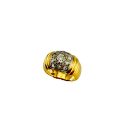 Bague Jonc en or blanc, or jaune et diamants