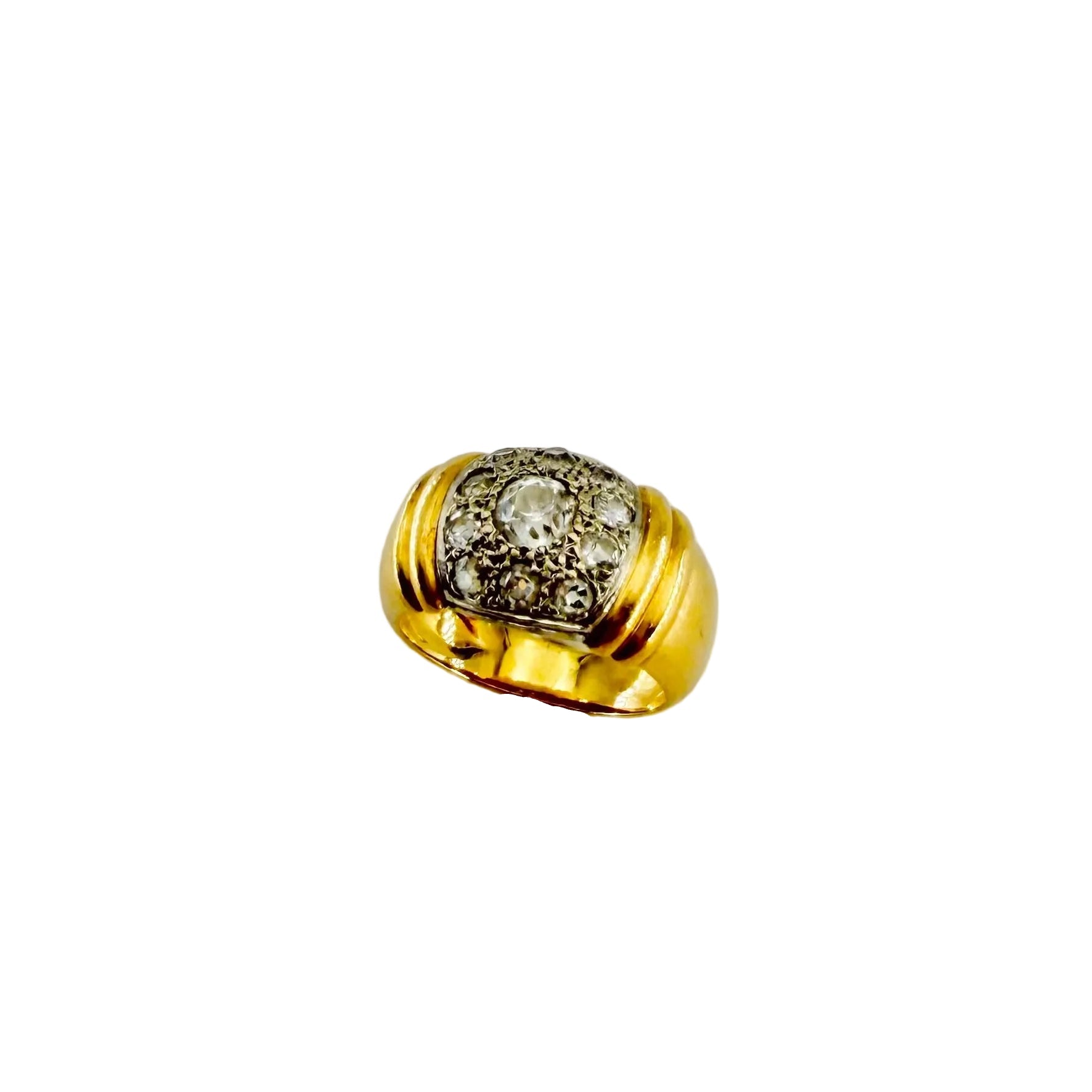 Bague Jonc en or blanc, or jaune et diamants