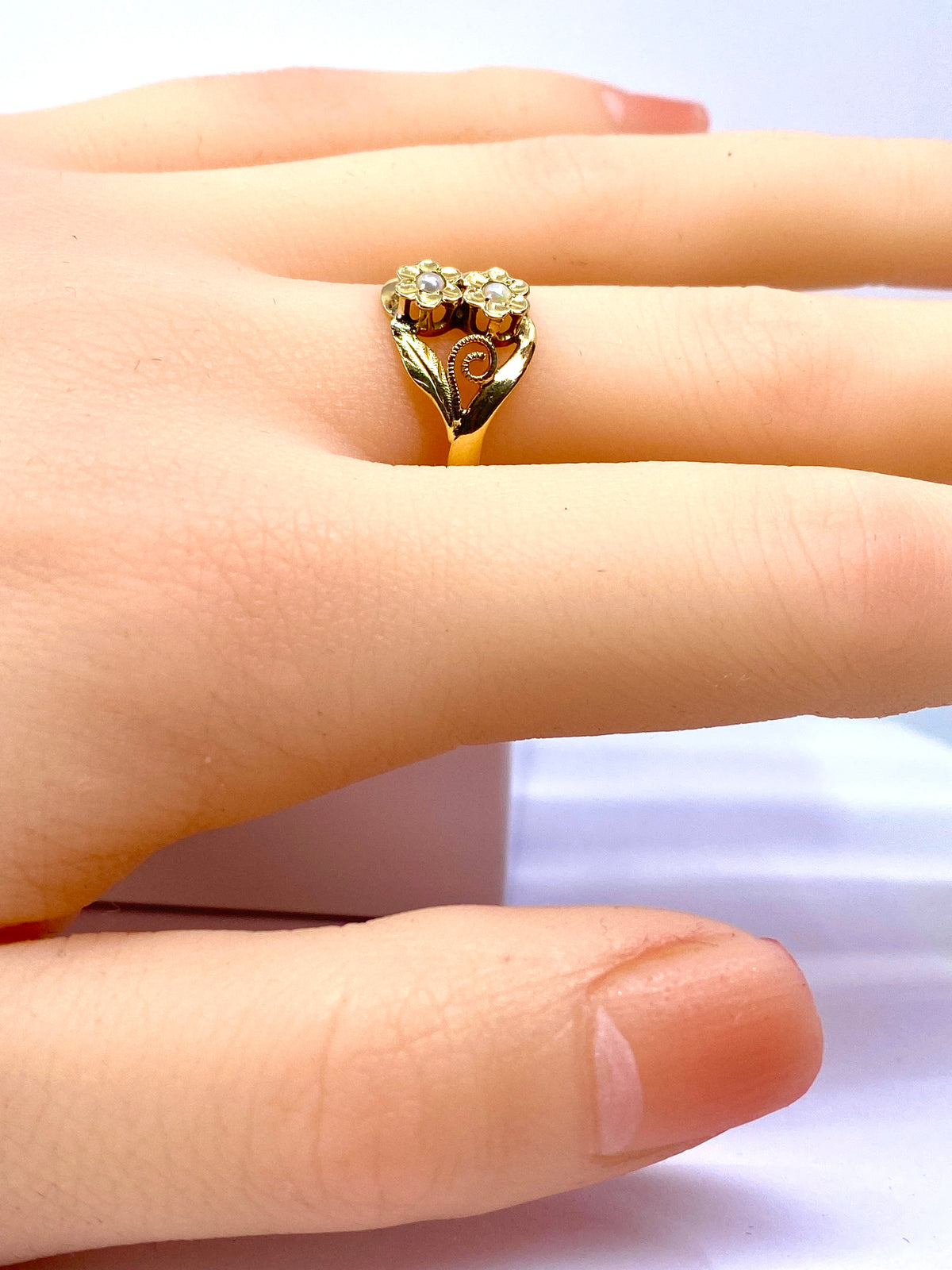 Bague Fleurettes en or et perles de culture