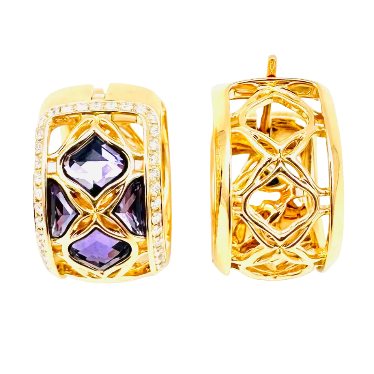 Boucles d'oreilles Créoles CHOPARD "Impériale" en or rose, améthystes et diamants
