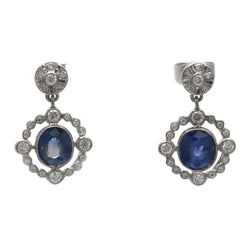 Boucles d'oreilles Puces en or blanc, saphirs et diamants