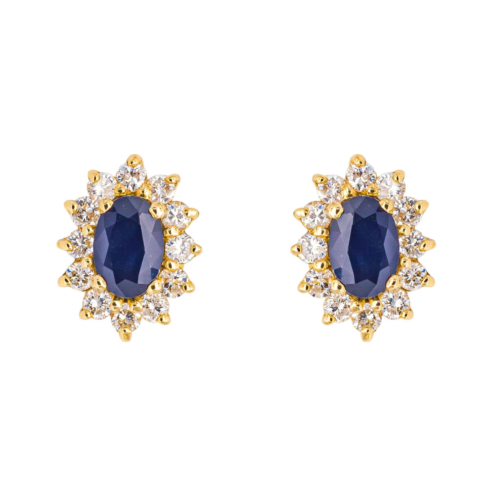 Boucles d'oreilles Puces Or jaune Saphir