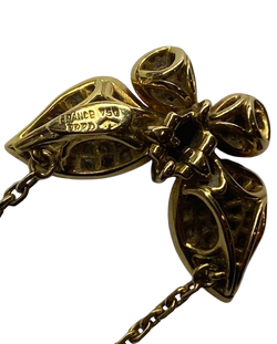 Collier Pendentif FRED "Papillon articulé" en or jaune, rubis, émeraude et diamants