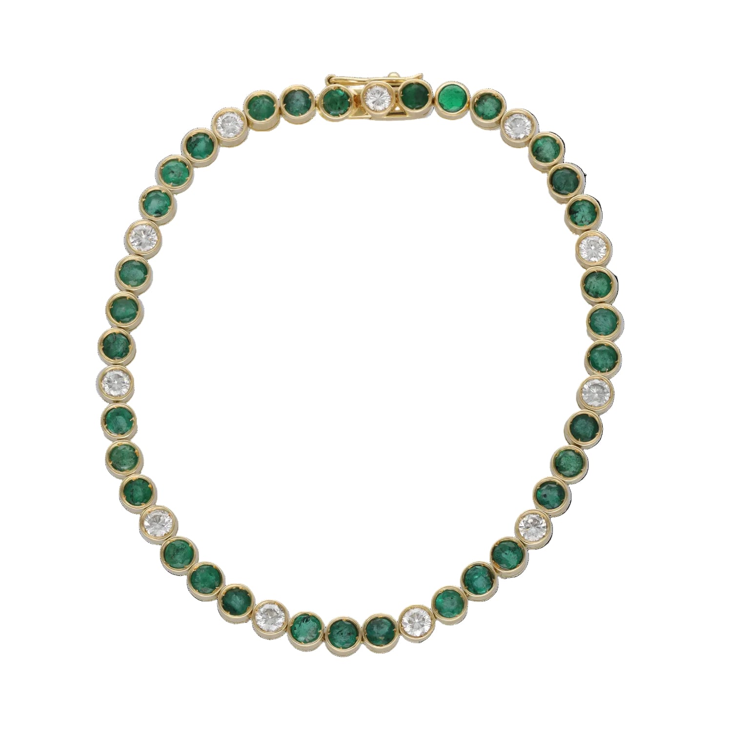 Bracelet Ligne en or jaune, émeraudes et diamants