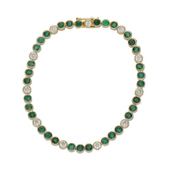 Bracelet Ligne en or jaune, émeraudes et diamants