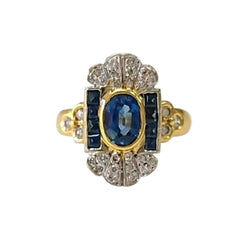Bague en or blanc, or jaune, saphirs et diamants