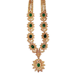 Collier en or jaune, émeraudes et diamants