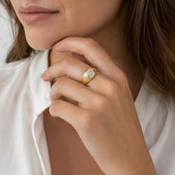 Bague Dôme en or jaune et diamants