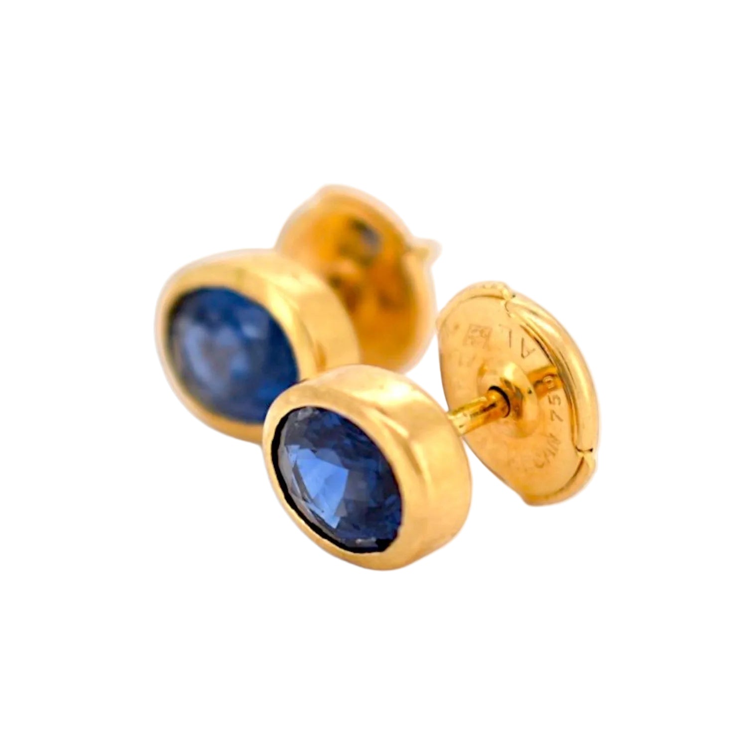 Boucles d'oreilles Puces en or jaune et saphirs